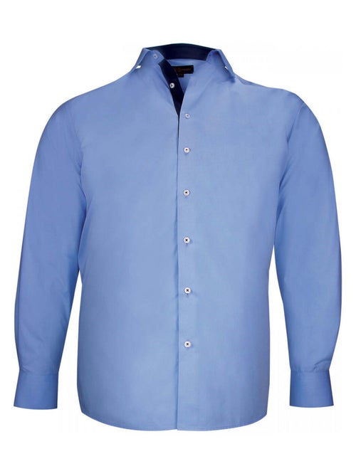 Chemise homme grande taille tissu uni coupe droite CLASSOPO Doublissimo Bleu , 47,48 3XL - Kiabi