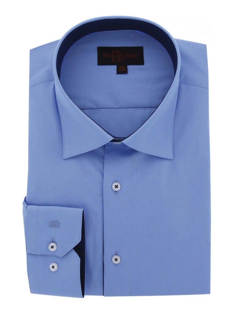 Chemise homme grande taille tissu uni coupe droite CLASSOPO Doublissimo Bleu , 47,48 3XL Bleu - Kiabi