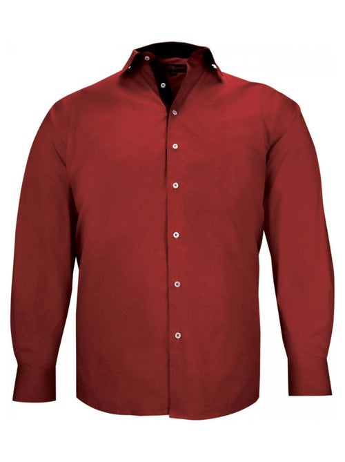 Chemise homme grande taille tissu uni coupe droite CLASSOPO Doublissimo Bordeaux , 45,46 2XL - Kiabi