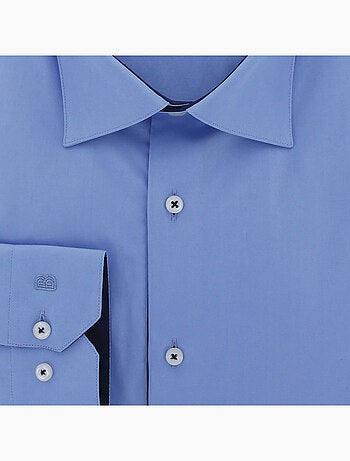 Chemise homme grande taille tissu uni coupe droite CLASSOPO Doublissimo Bleu , 45,46 2XL