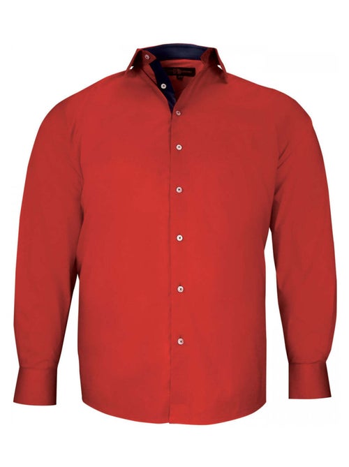 Chemise homme grande taille tissu uni coupe droite CLASSOPO Doublissimo Rouge , 45,46 2XL - Kiabi