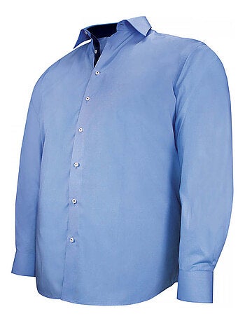 Chemise homme grande taille tissu uni coupe droite CLASSOPO Doublissimo Bleu , 45,46 2XL