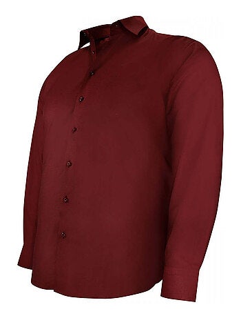 Chemise homme grande taille tissu uni coupe droite FILOPPO Doublissimo Bordeaux , 45,46 2XL