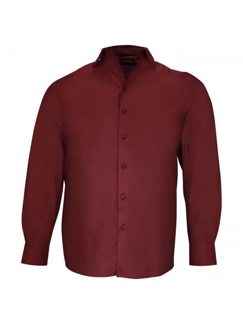 Chemise homme grande taille tissu uni coupe droite FILOPPO Doublissimo Bordeaux , 45,46 2XL - Kiabi