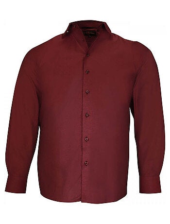 Chemise homme grande taille tissu uni coupe droite FILOPPO Doublissimo Bordeaux , 49,50 4XL