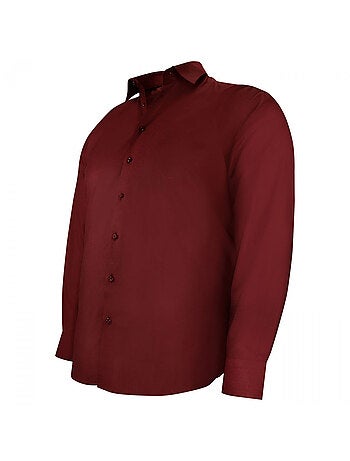 Chemise homme grande taille tissu uni coupe droite FILOPPO Doublissimo Bordeaux , 45,46 2XL