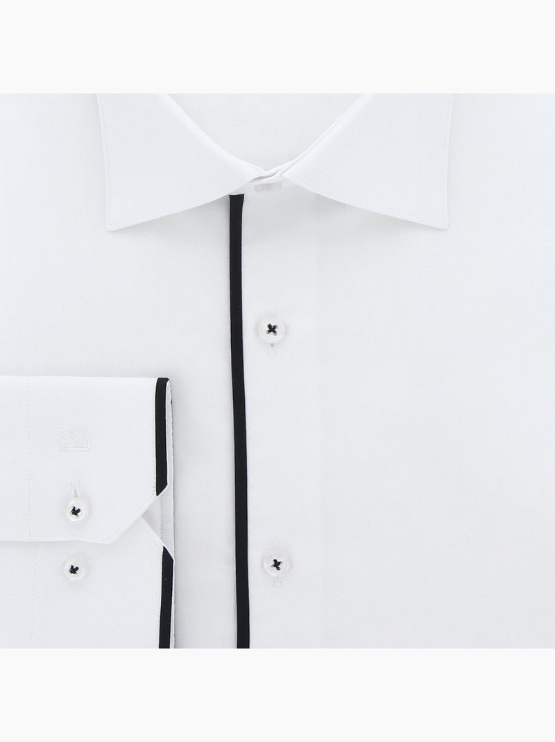 Chemise homme grande taille tissu uni et galon coupe droite BORNERO Doublissimo Blanc , 45,46 2XL Blanc - Kiabi