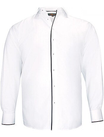 Chemise homme grande taille tissu uni et galon coupe droite BORNERO Doublissimo