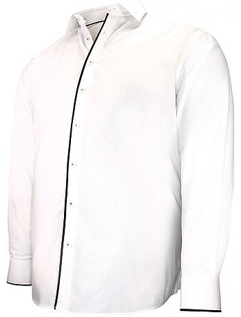 Chemise homme grande taille tissu uni et galon coupe droite BORNERO Doublissimo