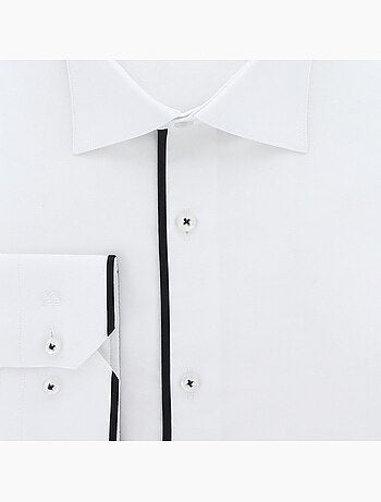 Chemise homme grande taille tissu uni et galon coupe droite BORNERO Doublissimo