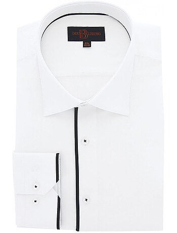 Chemise homme grande taille tissu uni et galon coupe droite BORNERO Doublissimo