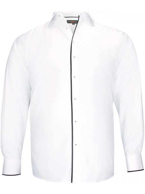 Chemise homme grande taille tissu uni et galon coupe droite BORNERO Doublissimo - Kiabi Chemise homme grande taille tissu uni et galon coupe droite BORNERO Doublissimo - Kiabi