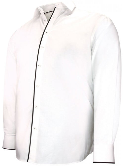Chemise homme grande taille tissu uni et galon coupe droite BORNERO Doublissimo - Kiabi Chemise homme grande taille tissu uni et galon coupe droite BORNERO Doublissimo - Kiabi