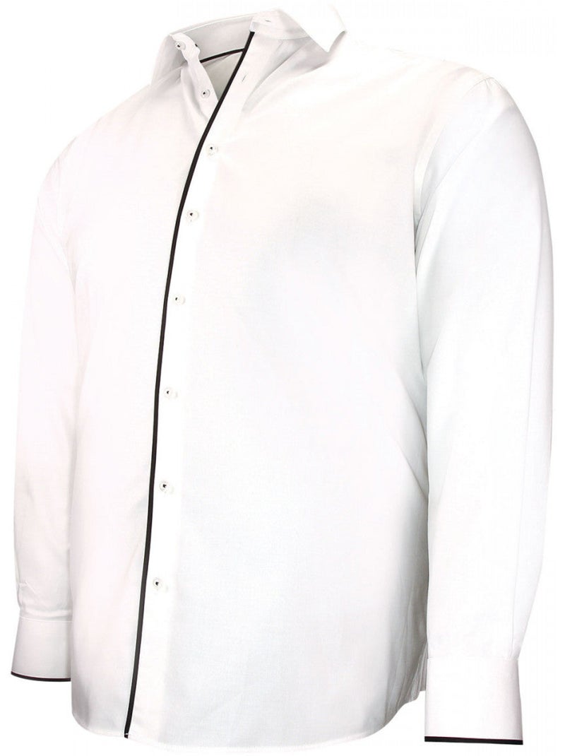 Chemise homme grande taille tissu uni et galon coupe droite BORNERO Doublissimo Blanc - Kiabi