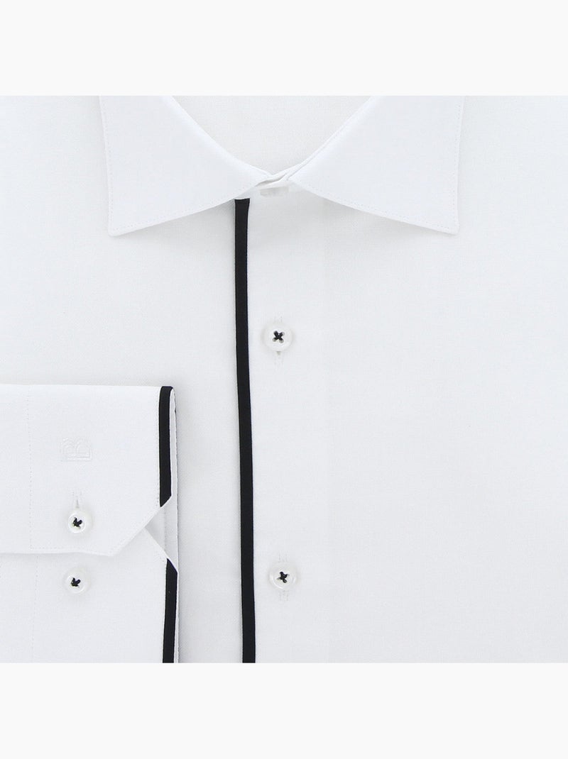 Chemise homme grande taille tissu uni et galon coupe droite BORNERO Doublissimo Blanc - Kiabi