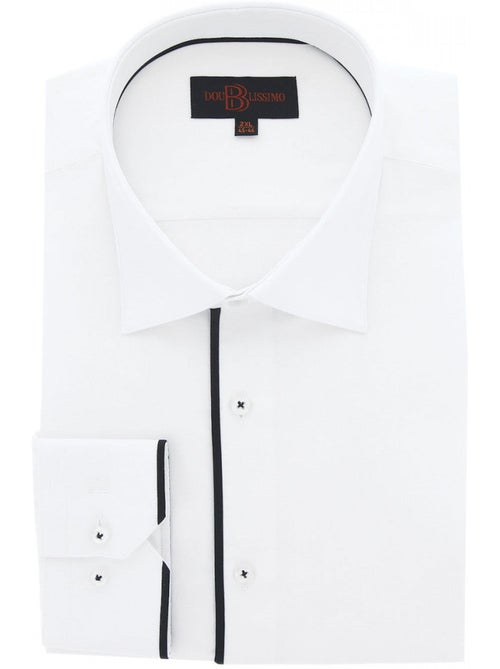 Chemise homme grande taille tissu uni et galon coupe droite BORNERO Doublissimo - Kiabi Chemise homme grande taille tissu uni et galon coupe droite BORNERO Doublissimo - Kiabi