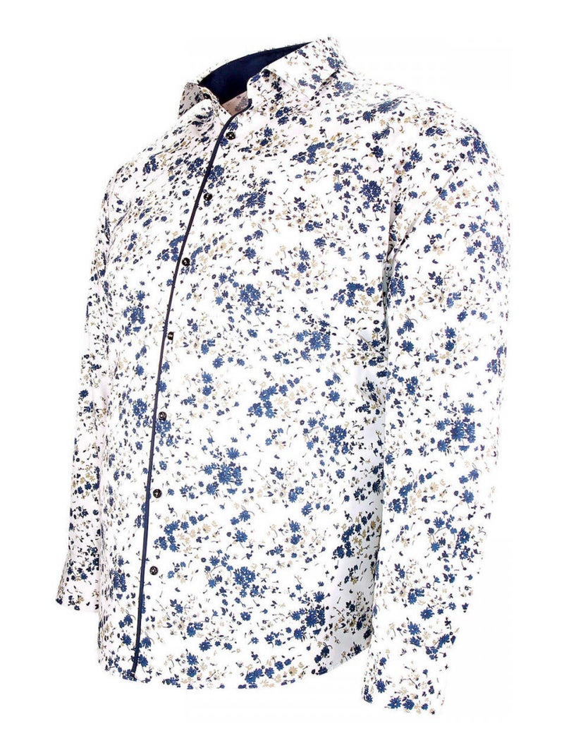 Chemise homme grande taille tissus à motifs coupe droite FLOREALE Doublissimo Blanc , 45,46 2XL Blanc - Kiabi