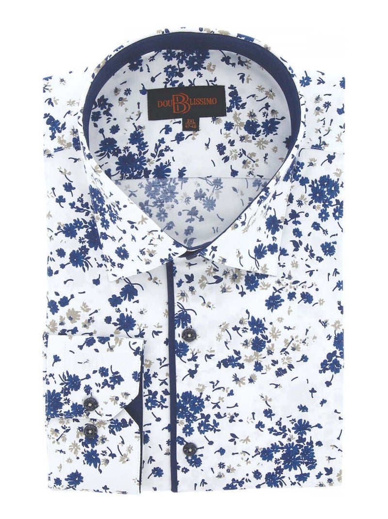Chemise homme grande taille tissus à motifs coupe droite FLOREALE Doublissimo Blanc , 45,46 2XL Blanc - Kiabi
