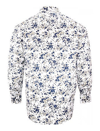 Chemise homme grande taille tissus à motifs coupe droite FLOREALE Doublissimo Blanc , 49,50 4XL
