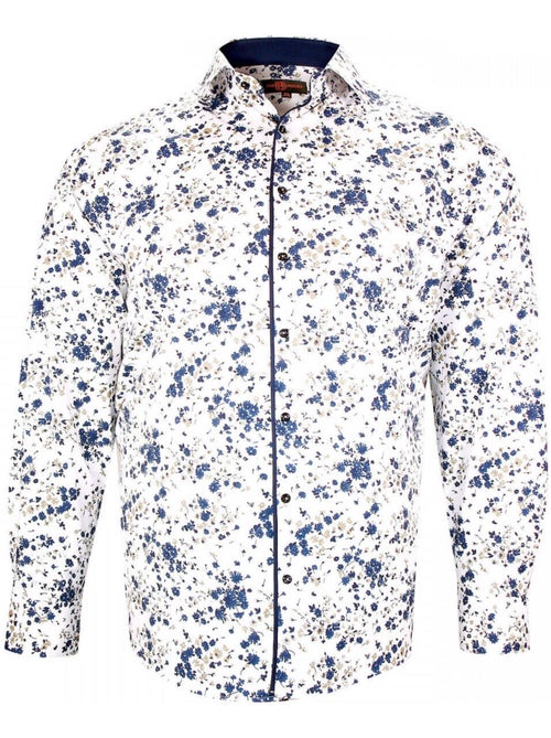 Chemise homme grande taille tissus à motifs coupe droite FLOREALE Doublissimo Blanc , 49,50 4XL - Kiabi