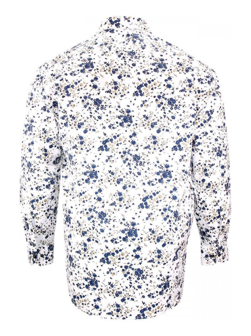 Chemise homme grande taille tissus à motifs coupe droite FLOREALE Doublissimo Blanc - Kiabi