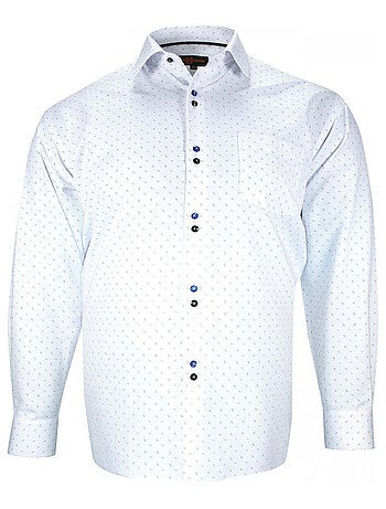 Chemise homme grande taille tissus à motifs coupe droite FRECCIA Doublissimo Blanc , 49,50 4XL
