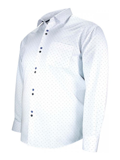 Chemise homme grande taille tissus à motifs coupe droite FRECCIA Doublissimo Blanc , 49,50 4XL - Kiabi