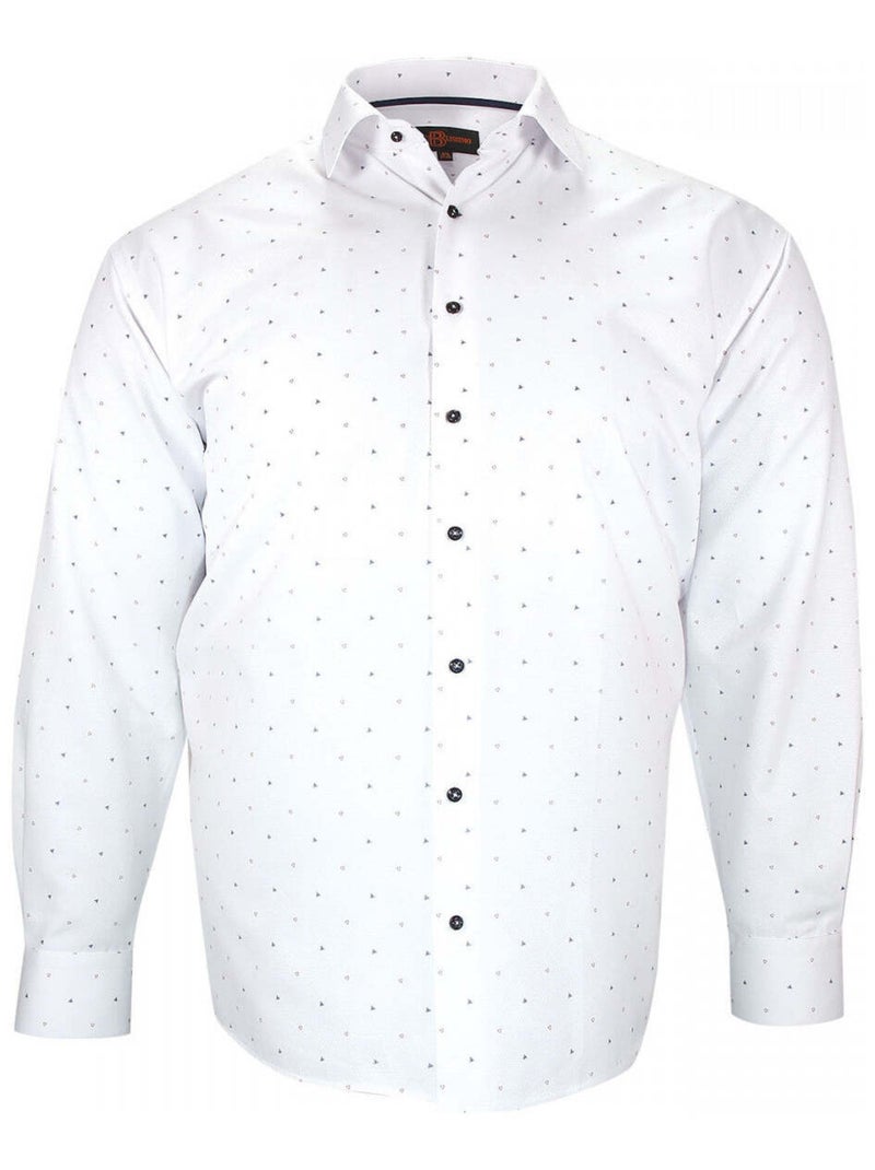 Chemise homme grande taille tissus à motifs coupe droite FURTIVO Doublissimo Blanc Bleu - Kiabi
