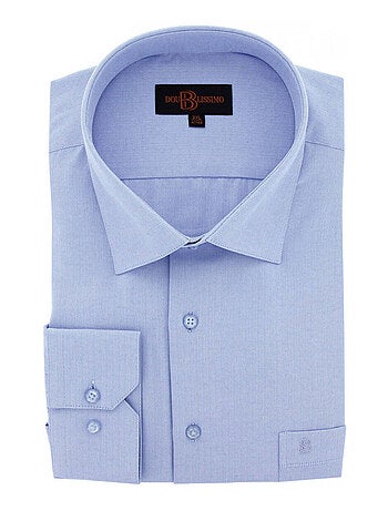 Chemise homme grande taille tissus chevron coupe droite SPINADI Doublissimo Blanc , 45,46 2XL