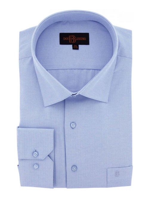 Chemise homme grande taille tissus chevron coupe droite SPINADI Doublissimo Bleu , 45,46 2XL - Kiabi