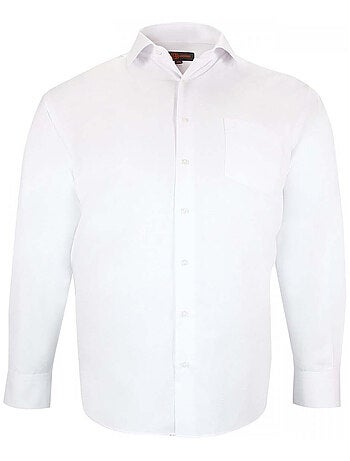 Chemise homme grande taille tissus premium armuré coupe droite BASTINI Doublissimo Blanc / 51/52 5XL