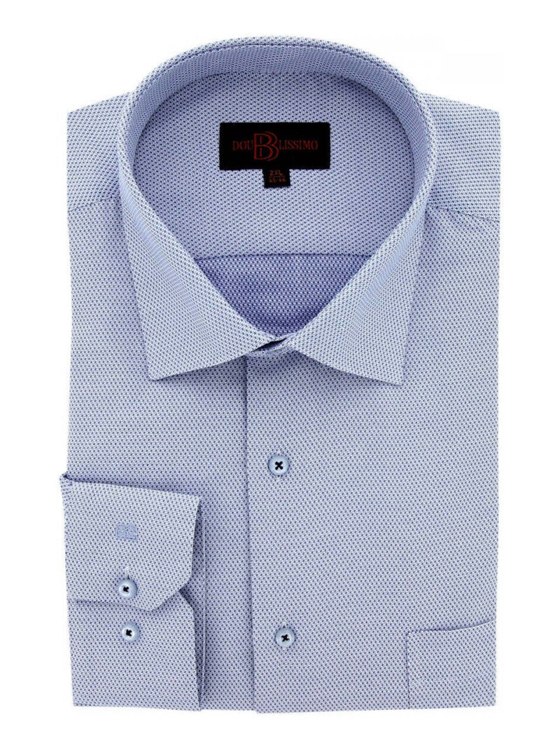 Chemise homme grande taille tissus premium armuré coupe droite DELLE Doublissimo Bleu marine - Kiabi