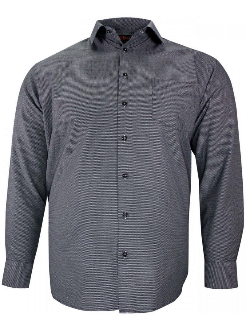 Chemise homme grande taille tissus premium armuré coupe droite DELLE Doublissimo Bleu marine - Kiabi