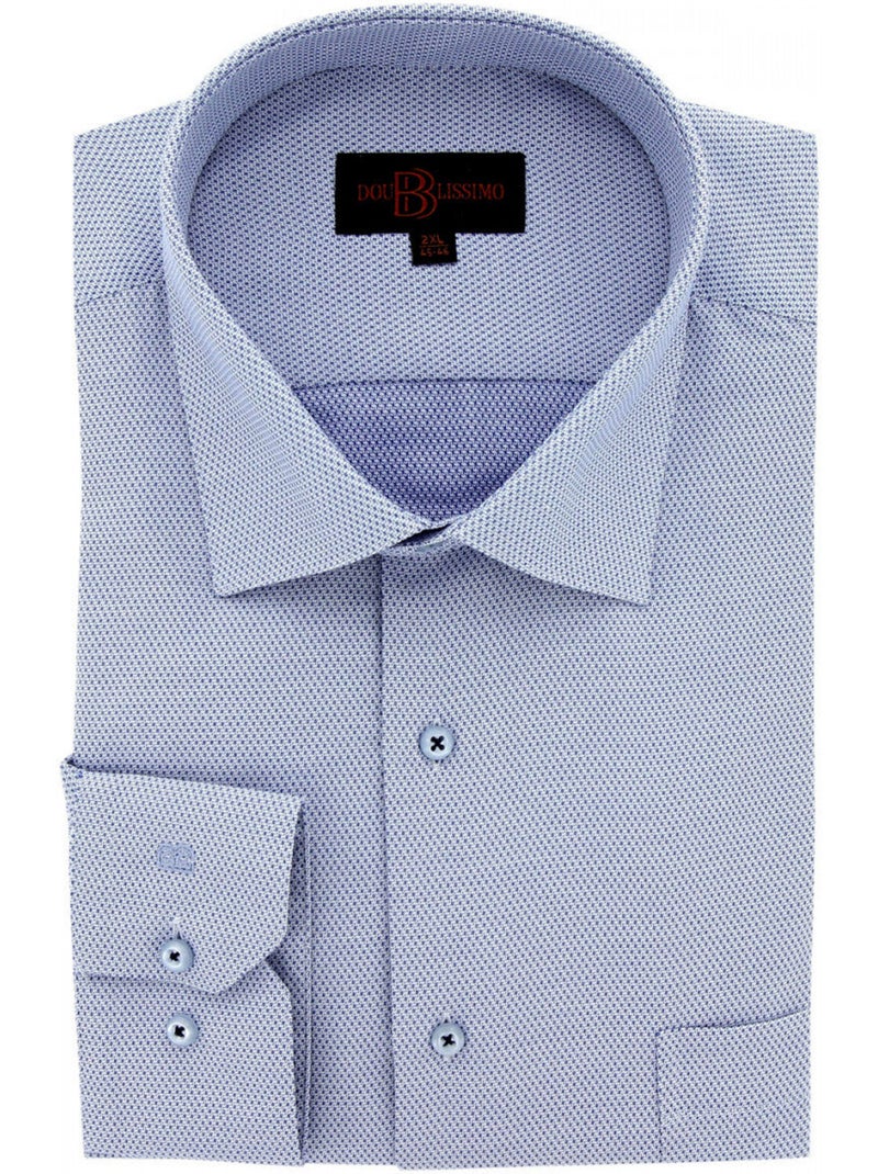 Chemise homme grande taille tissus premium armuré coupe droite DELLE Doublissimo Bleu nuit - Kiabi