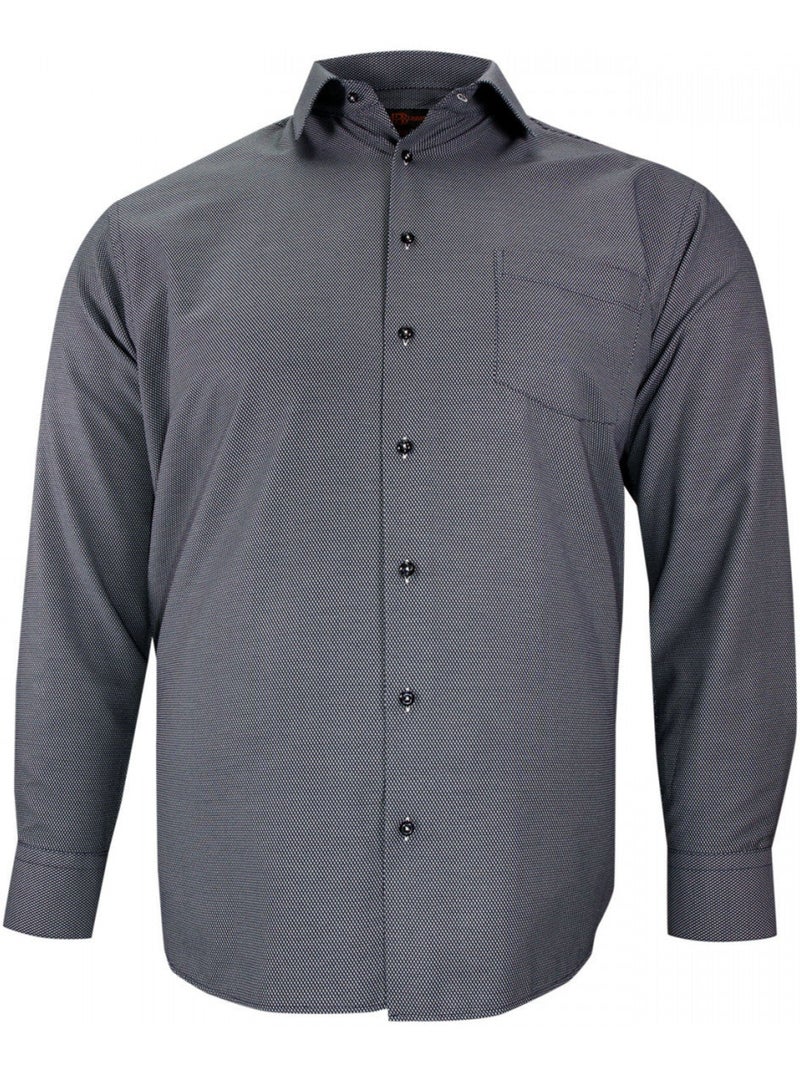 Chemise homme grande taille tissus premium armuré coupe droite DELLE Doublissimo Bleu nuit - Kiabi