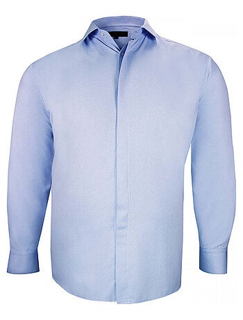 Chemise homme grande taille tissus premium armuré coupe droite ELGANZA Doublissimo Bleu , 53,54 6XL