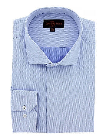Chemise homme grande taille tissus premium armuré coupe droite ELGANZA Doublissimo Bleu , 53,54 6XL