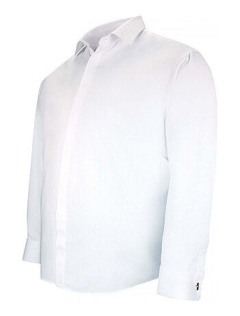 Chemise homme grande taille tissus premium armuré coupe droite NOZZE Doublissimo Blanc , 45,46 2XL