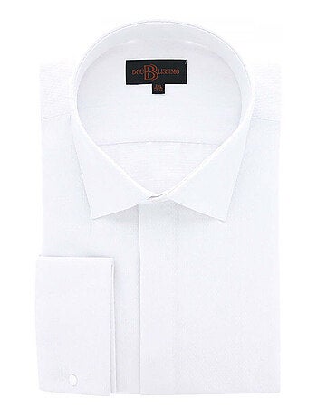 Chemise homme grande taille tissus premium armuré coupe droite NOZZE Doublissimo Blanc , 45,46 2XL