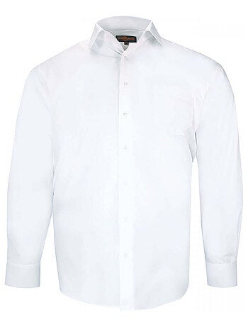 Chemise homme grande taille unie coupe droite LISIO Doublissimo Blanc / Blanc / 45/46 2XL
