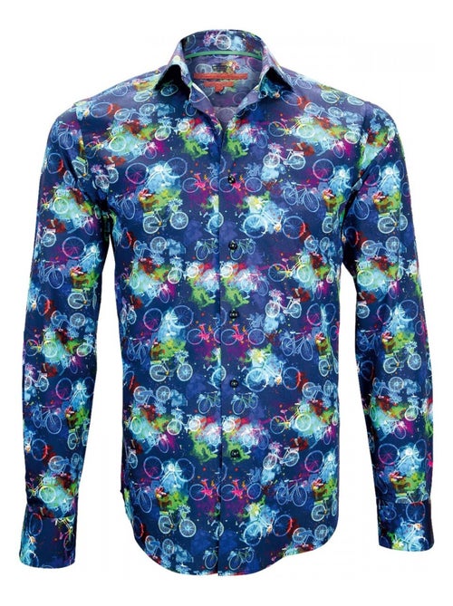 Chemise homme imprimée coupe cintrée BICYCLE Andrew Mac Allister Bleu , 40 - Kiabi