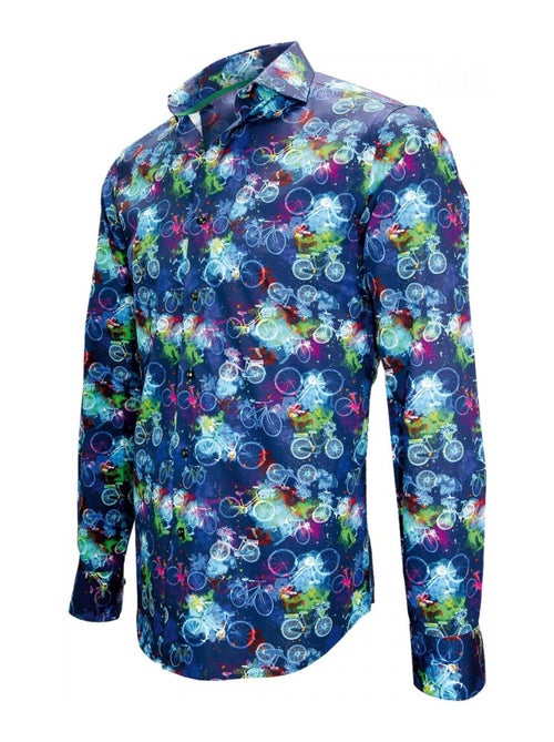 Chemise homme imprimée coupe cintrée BICYCLE Andrew Mac Allister Bleu , 40 - Kiabi