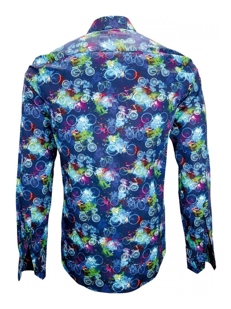 Chemise homme imprimée coupe cintrée BICYCLE Andrew Mac Allister Bleu , 40 Bleu - Kiabi