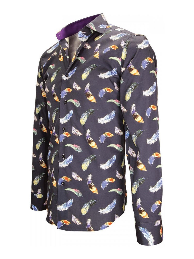 Chemise homme imprimée coupe cintrée FEATHER Andrew Mac Allister Blanc , Bleu , 38 Blanc Bleu - Kiabi