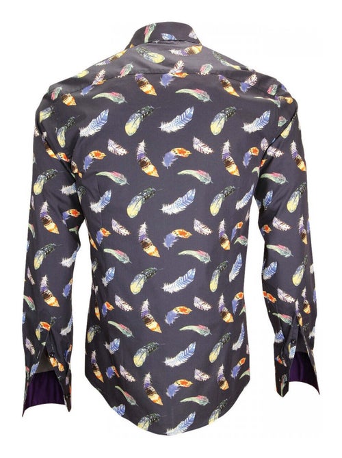 Chemise homme imprimée coupe cintrée FEATHER Andrew Mac Allister Blanc , Bleu , 38 - Kiabi