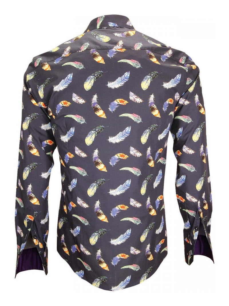 Chemise homme imprimée coupe cintrée FEATHER Andrew Mac Allister Blanc , Bleu , 38 Blanc Bleu - Kiabi