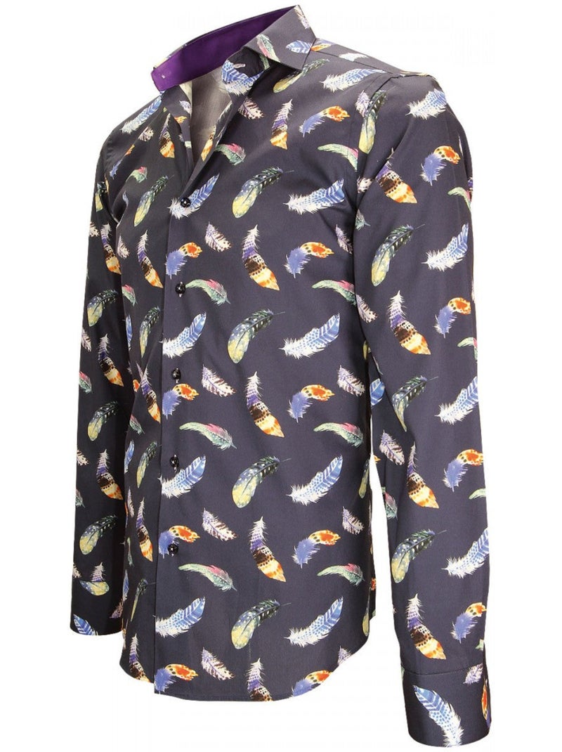 Chemise homme imprimée coupe cintrée FEATHER Andrew Mac Allister Bleu , 39 Bleu - Kiabi