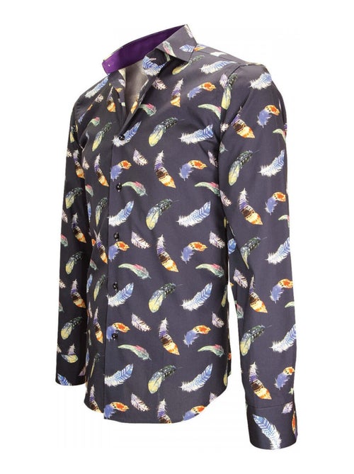 Chemise homme imprimée coupe cintrée FEATHER Andrew Mac Allister Bleu , 40 - Kiabi