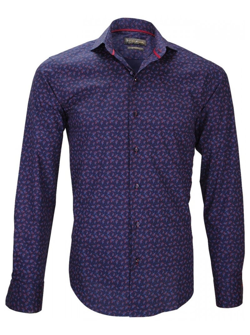 Chemise homme imprimée coupe cintrée FIORI Emporio balzani Bleu marine , 39 Bleu marine - Kiabi