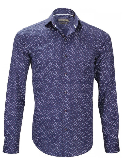 Chemise homme imprimée coupe cintrée FIORI Emporio balzani Bleu , Rouge , 42 - Kiabi